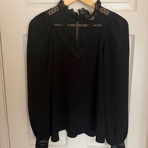 Sezane Black Lace Blouse